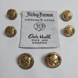 Hickey Freeman Gold Tone Blazer Replacement Buttons Waterbury Sword/Key Set of 6